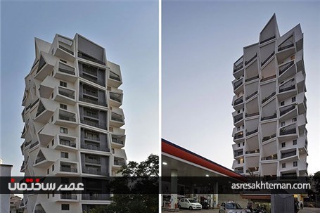 نگاهی به نمای ساختمان با معماری متفاوت و خاص در هندوستان