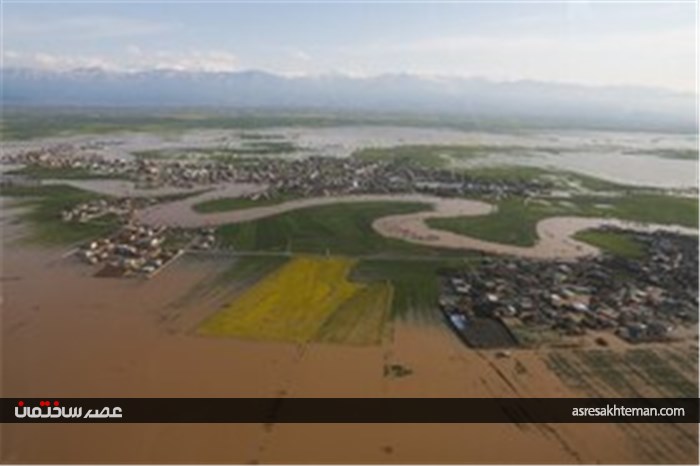 تصاویر هوایی از مناطق سیل زده و آبگرفتگی استان گلستان