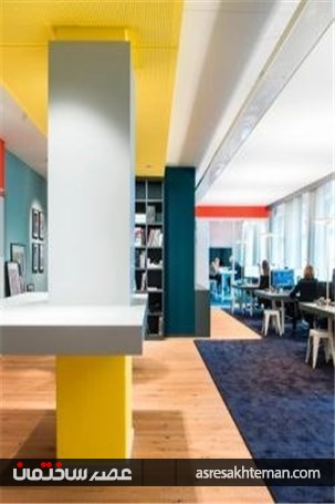 زمینه های رنگی و تضادها در طراحی داخلی دفتر کار