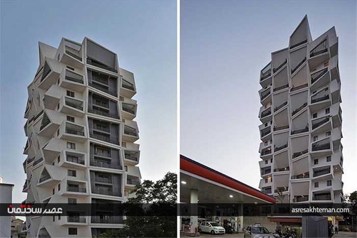 نگاهی به نمای ساختمان با معماری متفاوت و خاص در هندوستان