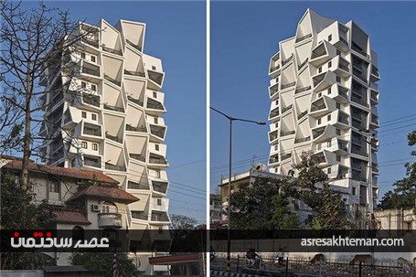 نگاهی به نمای ساختمان با معماری متفاوت و خاص در هندوستان