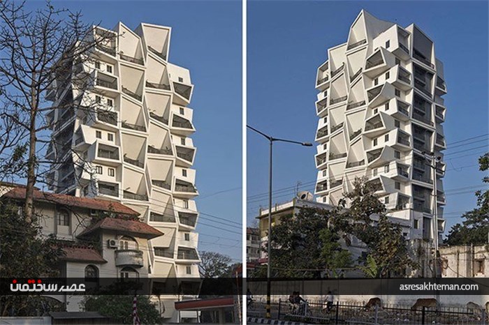 نگاهی به نمای ساختمان با معماری متفاوت و خاص در هندوستان
