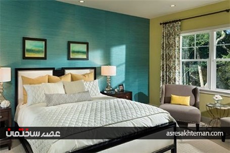 نحوه استفاده از رنگ فیروزه‌ای در دکوراسیون اتاق خواب