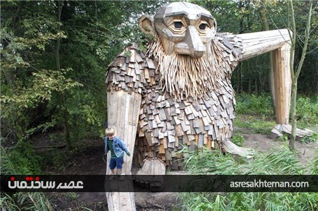 چوب های بازیافتی که تبدیل به مجسمه شدند +تصاویر