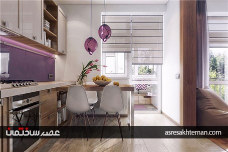 رنگ بنفش در طراحی داخلی آپارتمان 70 متری