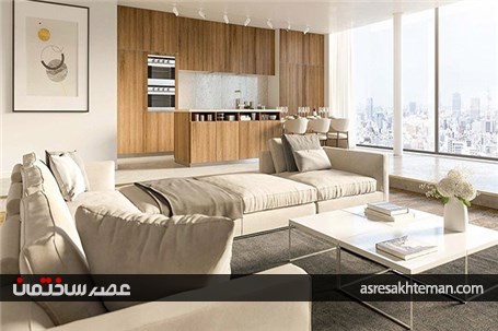 طراحی داخلی آپارتمان با استفاده از چوب و رنگ خاکستری