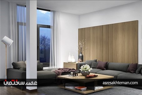 طراحی داخلی آپارتمان با استفاده از چوب و رنگ خاکستری