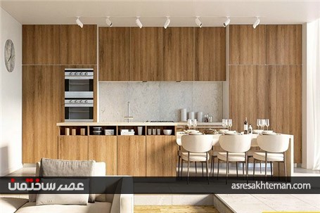 طراحی داخلی آپارتمان با استفاده از چوب و رنگ خاکستری