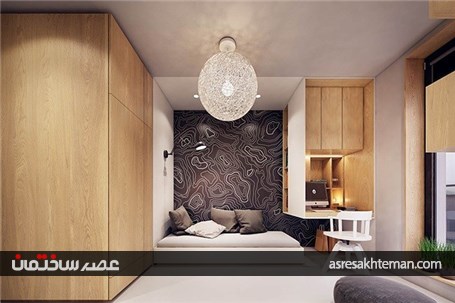 طراحی داخلی آپارتمان مدرن، بافت گرم و دکوراسیون رنگارنگ