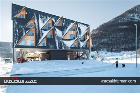 معماری هتلی که برف بازی می کند